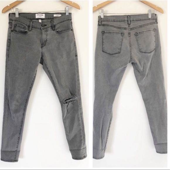Frame faded gray jeans distressed knee size 25 - Picture 2 of 6